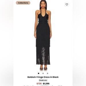 NWT Simkhai Baldwin Draped Fringe Dress in Black
